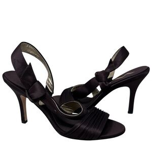 Nina Dark Brown Satin Fancy Formal Dressy Sling Back Heels Sandals Pumps 7.5